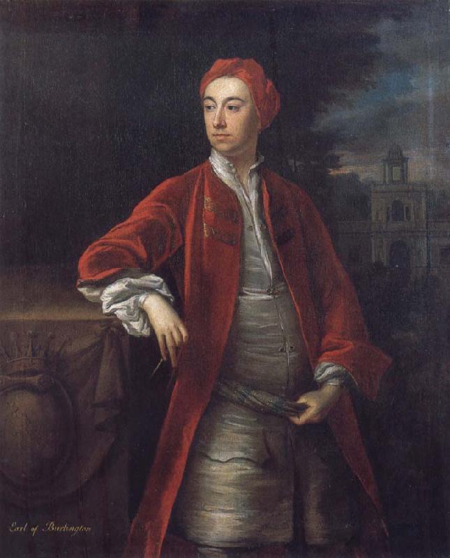 Jonathan Richardson Richard Boyle 3rd Earl of Burlington,with the Bagnio at Chiswick House,Middlesex oil painting image